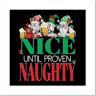 Funny Nice Until Proven Naughty Santa's Beers Christmas Cheers Xmas Party Pajama Posters and Art